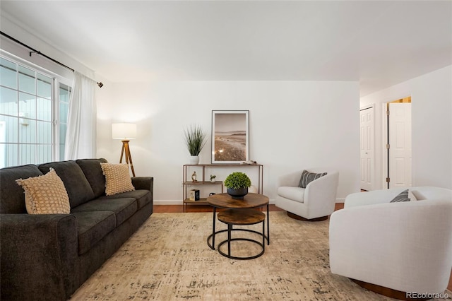 living room featuring light wood-type flooring