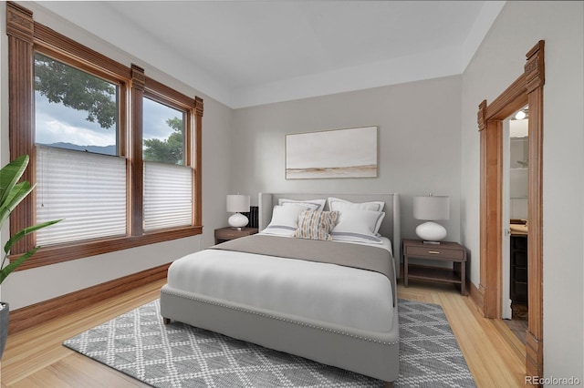 bedroom featuring baseboards and wood finished floors