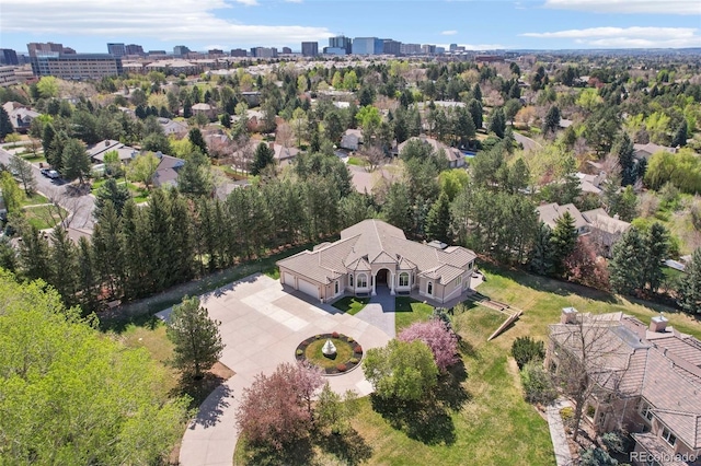birds eye view of property featuring a view of city