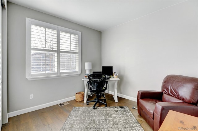 office space featuring hardwood / wood-style flooring