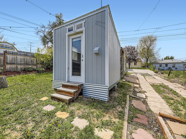 835 Knox Ct, Denver, CO 80204 - view of outdoor structure with entry steps and fence