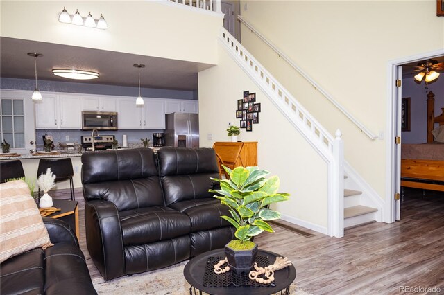 living room featuring light hardwood / wood-style flooring