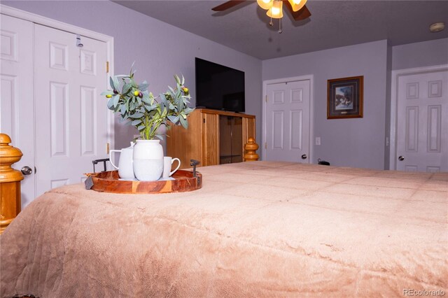 bedroom featuring ceiling fan