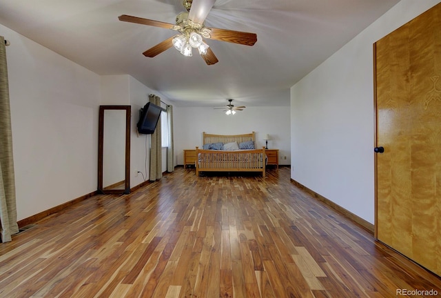 22739 E Prentice Pl, Aurora, CO 80015 - bedroom featuring wood-type flooring, baseboards, and ceiling fan