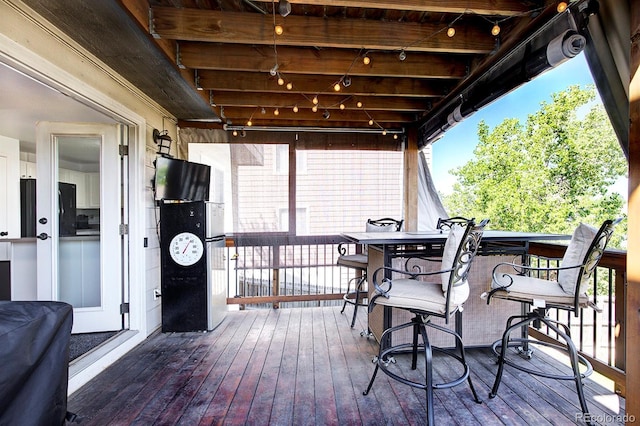 22739 E Prentice Pl, Aurora, CO 80015 - wooden deck with an outdoor bar