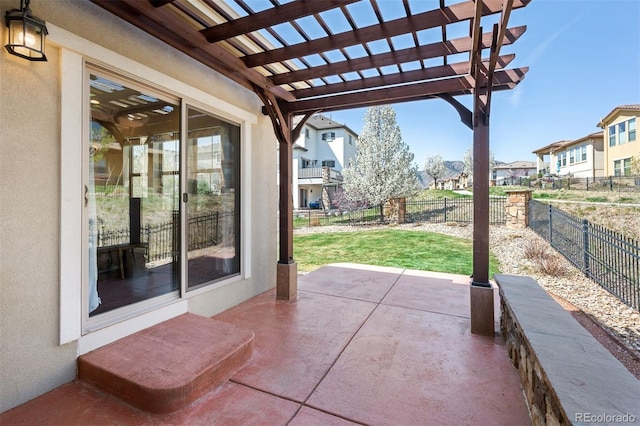 2559 S Kendrick St, Lakewood, CO 80228 - view of patio with a pergola, a residential view, and a fenced backyard