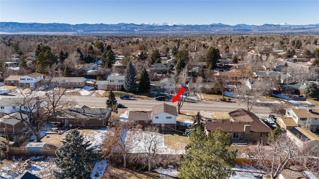 aerial view with a mountain view