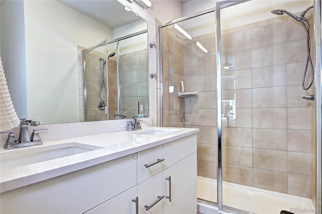 852 Kalamath St, Denver, CO 80204 - full bathroom featuring a shower stall and double vanity