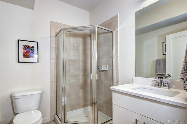 852 Kalamath St, Denver, CO 80204 - bathroom featuring a stall shower, vanity, and toilet