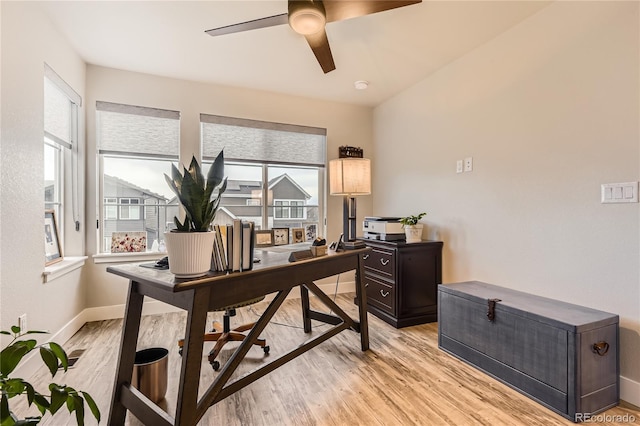 6211 Stable View St, Castle Pines, CO 80108 - office space featuring ceiling fan and light wood finished floors