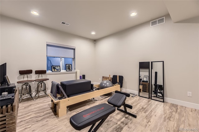 6211 Stable View St, Castle Pines, CO 80108 - exercise area with wood finished floors and recessed lighting