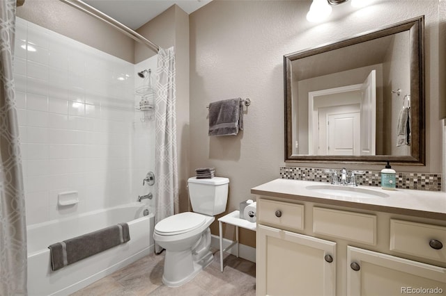 3418 New Haven Cir, Castle Rock, CO 80109 - bathroom with toilet, shower / bath combination with curtain, vanity, baseboards, and a textured wall