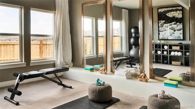 workout area featuring plenty of natural light