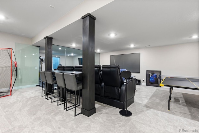 view of carpeted home theater room