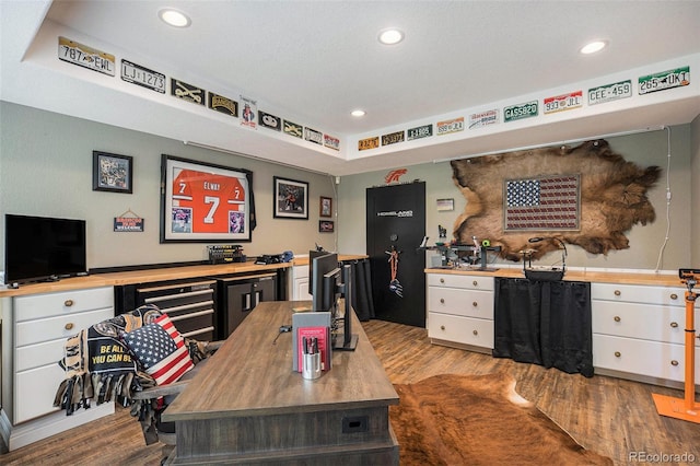 3002 S Oak Way, Lakewood, CO 80227 - office area featuring wood finished floors and recessed lighting