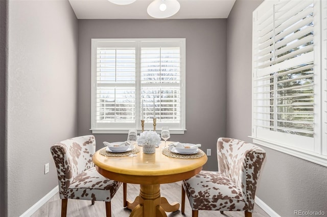 dining area with plenty of natural light and baseboards