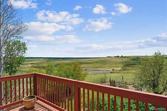 deck with a rural view