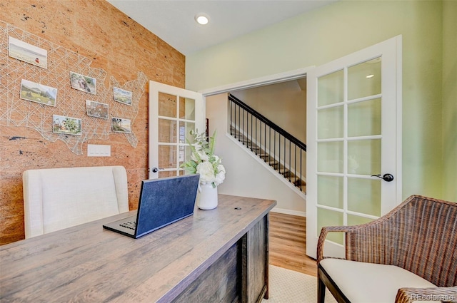 office featuring light hardwood / wood-style floors