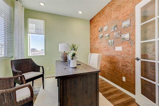 office area featuring hardwood / wood-style flooring