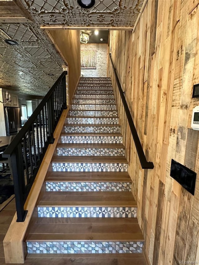 10704 Engelmann Ave, Salida, CO 81201 - stairs featuring wooden walls