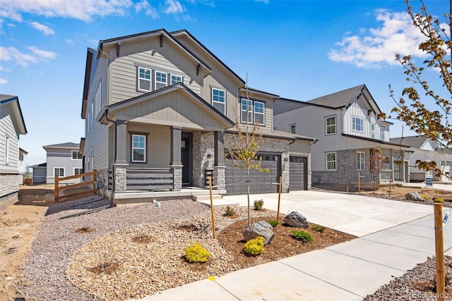 24563 E 34th Ave, Aurora, CO 80019 - craftsman house with a porch, stone siding, driveway, and a residential view