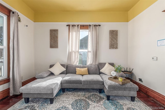 living room with hardwood / wood-style flooring