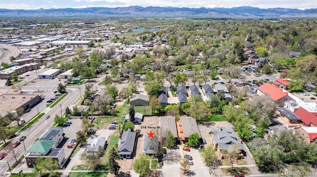 aerial view with a mountain view