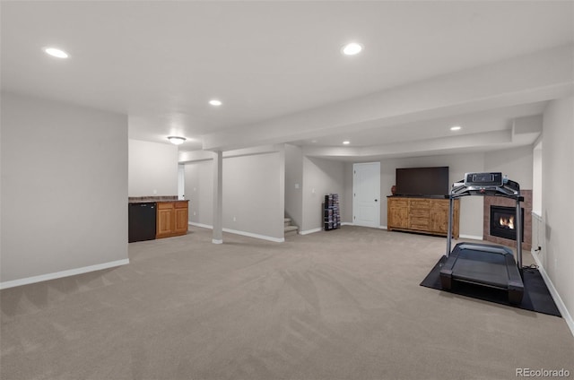 10643 Black Kettle Way, Colorado Springs, CO 80908 - exercise room featuring recessed lighting and light colored carpet