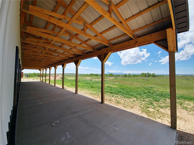 view of patio / terrace featuring a rural view