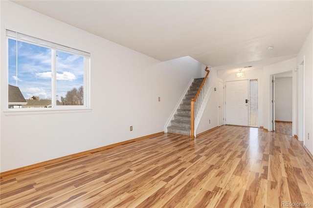 unfurnished living room featuring light hardwood / wood-style flooring