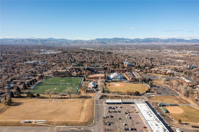 aerial view with a mountain view