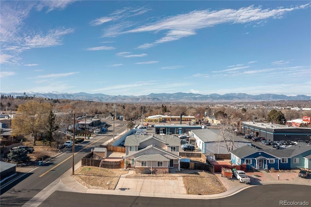 aerial view featuring a mountain view