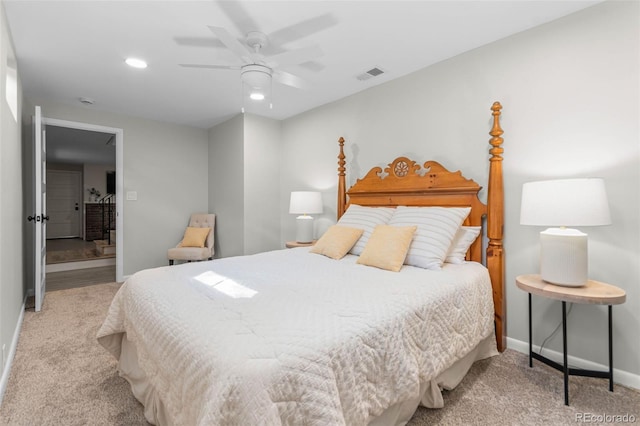 5465 W Ontario Ave, Littleton, CO 80128 - bedroom with carpet flooring, recessed lighting, and a ceiling fan