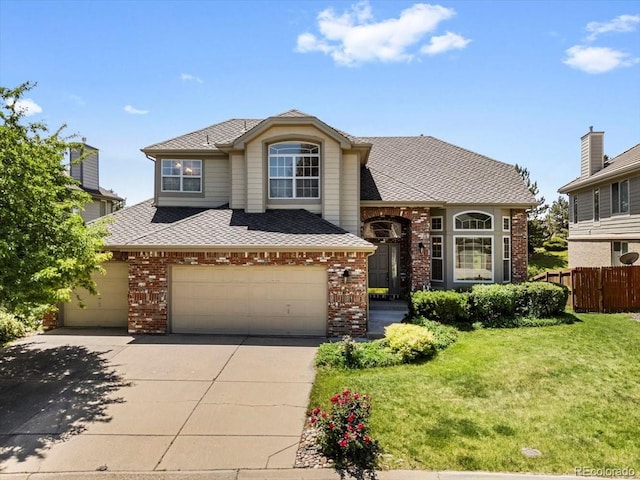 6449 S Jamaica Cir, Englewood, CO 80111 - view of front of home featuring concrete driveway, brick siding, and a garage