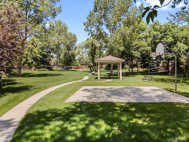 6449 S Jamaica Cir, Englewood, CO 80111 - view of community featuring a gazebo, a yard, and community basketball court
