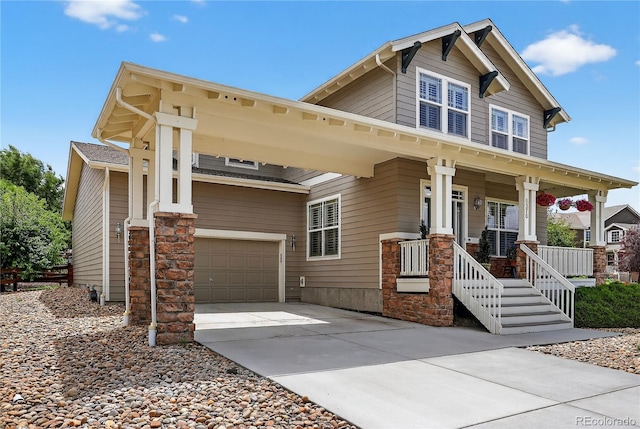 8378 Briar Trace Way, Castle Pines, CO 80108 - craftsman house featuring a garage, driveway, and a porch