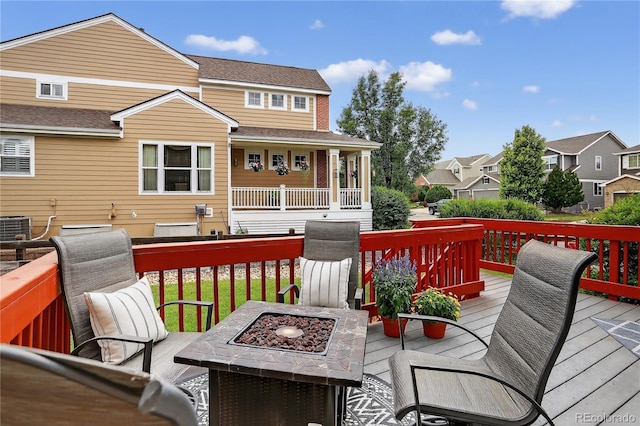 8378 Briar Trace Way, Castle Pines, CO 80108 - wooden terrace with a fire pit and a residential view