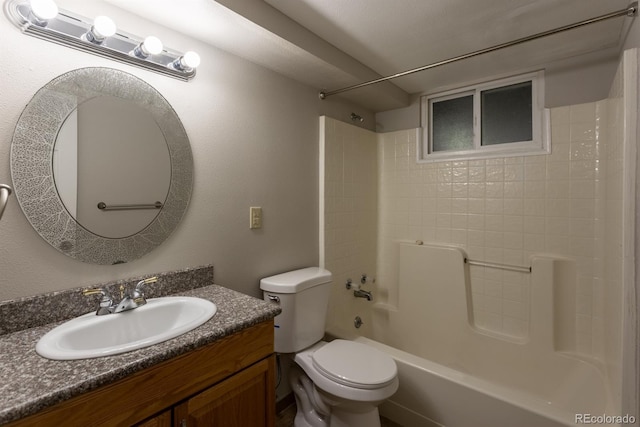 full bathroom with vanity, toilet, and shower / bathtub combination