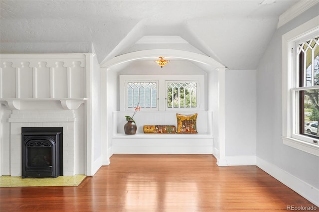 2006 N Cascade Ave, Colorado Springs, CO 80907 - unfurnished living room with wood finished floors, a wealth of natural light, and vaulted ceiling