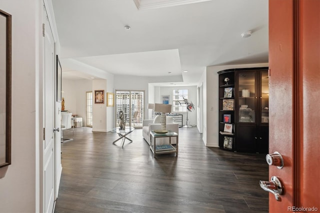 300 W 11th Ave Unit 15C, Denver, CO 80204 - entryway with baseboards, dark wood finished floors, and recessed lighting