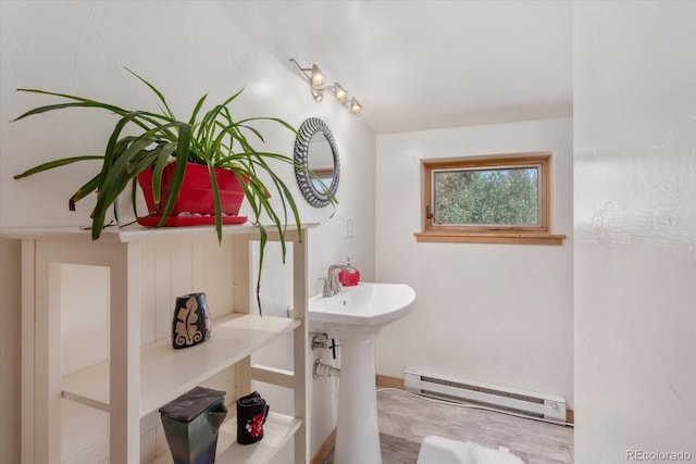18680 Wapiti Cir, Buena Vista, CO 81211 - bathroom with a baseboard radiator and wood finished floors