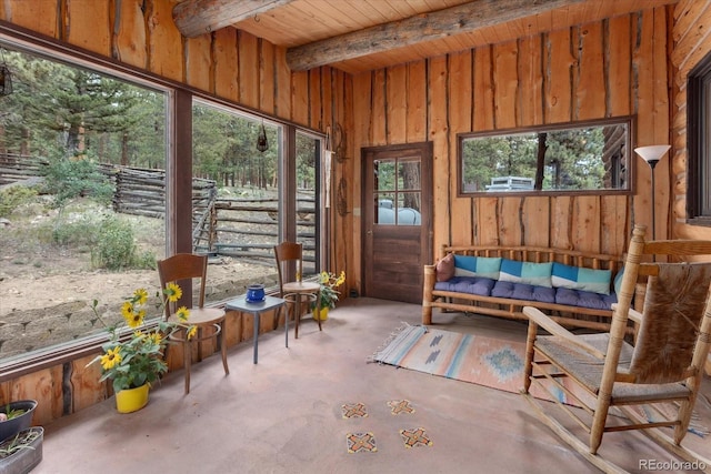 18680 Wapiti Cir, Buena Vista, CO 81211 - sunroom featuring beamed ceiling