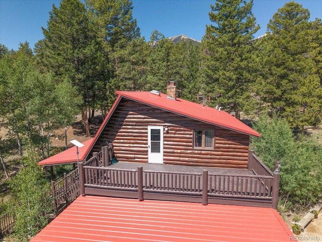 18680 Wapiti Cir, Buena Vista, CO 81211 - wooden deck featuring a view of trees