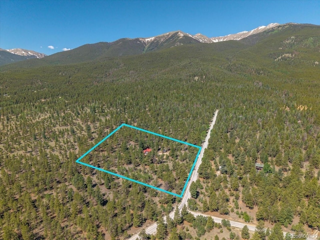 18680 Wapiti Cir, Buena Vista, CO 81211 - aerial overview of property's location featuring mountains and property boundaries highlighted