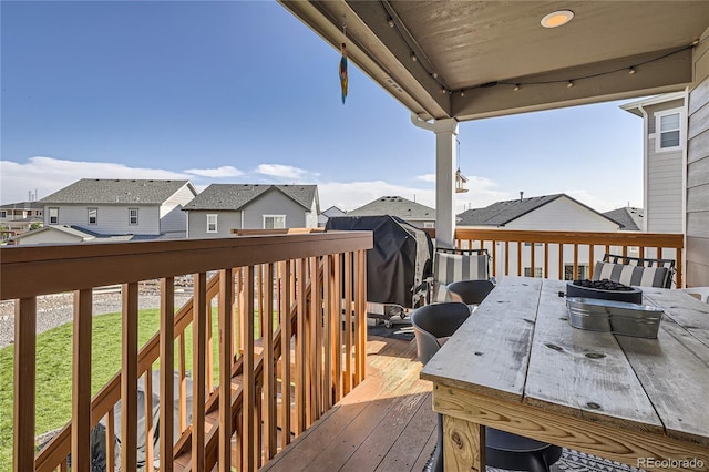 21038 E Quincy Pl, Aurora, CO 80015 - wooden terrace featuring a residential view and an outdoor fire pit