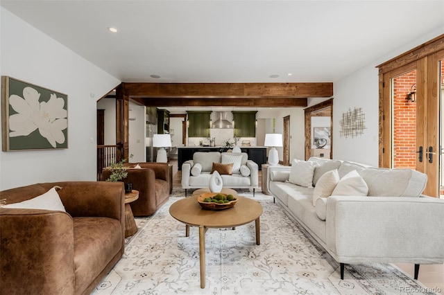 1332 S Lafayette St, Denver, CO 80210 - living room with recessed lighting and beam ceiling