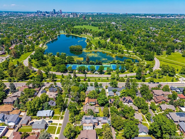 1332 S Lafayette St, Denver, CO 80210 - aerial perspective of suburban area featuring a nearby body of water and a tree filled landscape