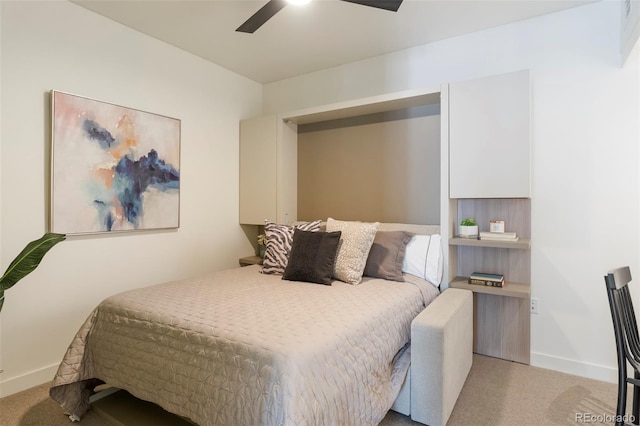 1750 Wewatta St Unit 809, Denver, CO 80202 - bedroom with light colored carpet, baseboards, and a ceiling fan