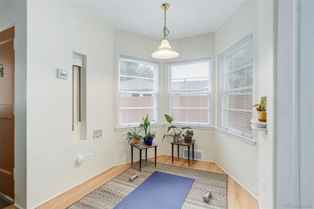 interior space with hardwood / wood-style floors