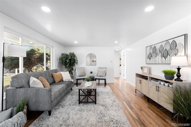 1148 N Clinton St, Aurora, CO 80010 - living room featuring light wood finished floors, recessed lighting, and baseboards